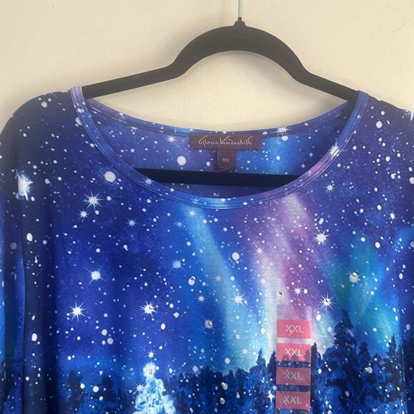 NWT Gloria Vanderbilt Blue Winter Wonderland Long Sleeve Top Size L - Picture 7 of 7